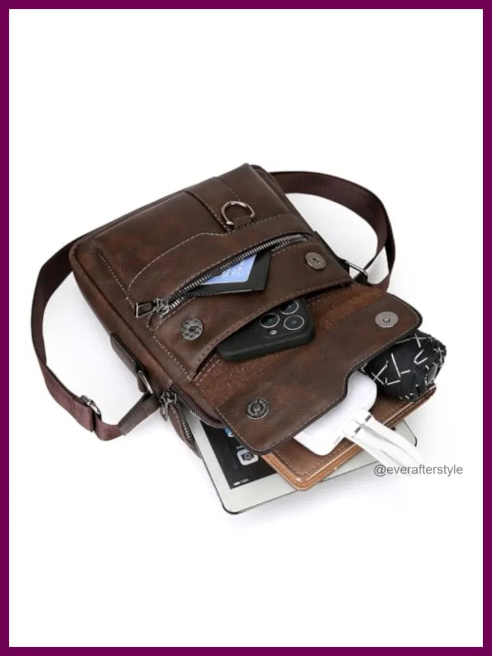 Retro PU Leather Messenger Sling Bag Crossbody Shoulder Bag Men